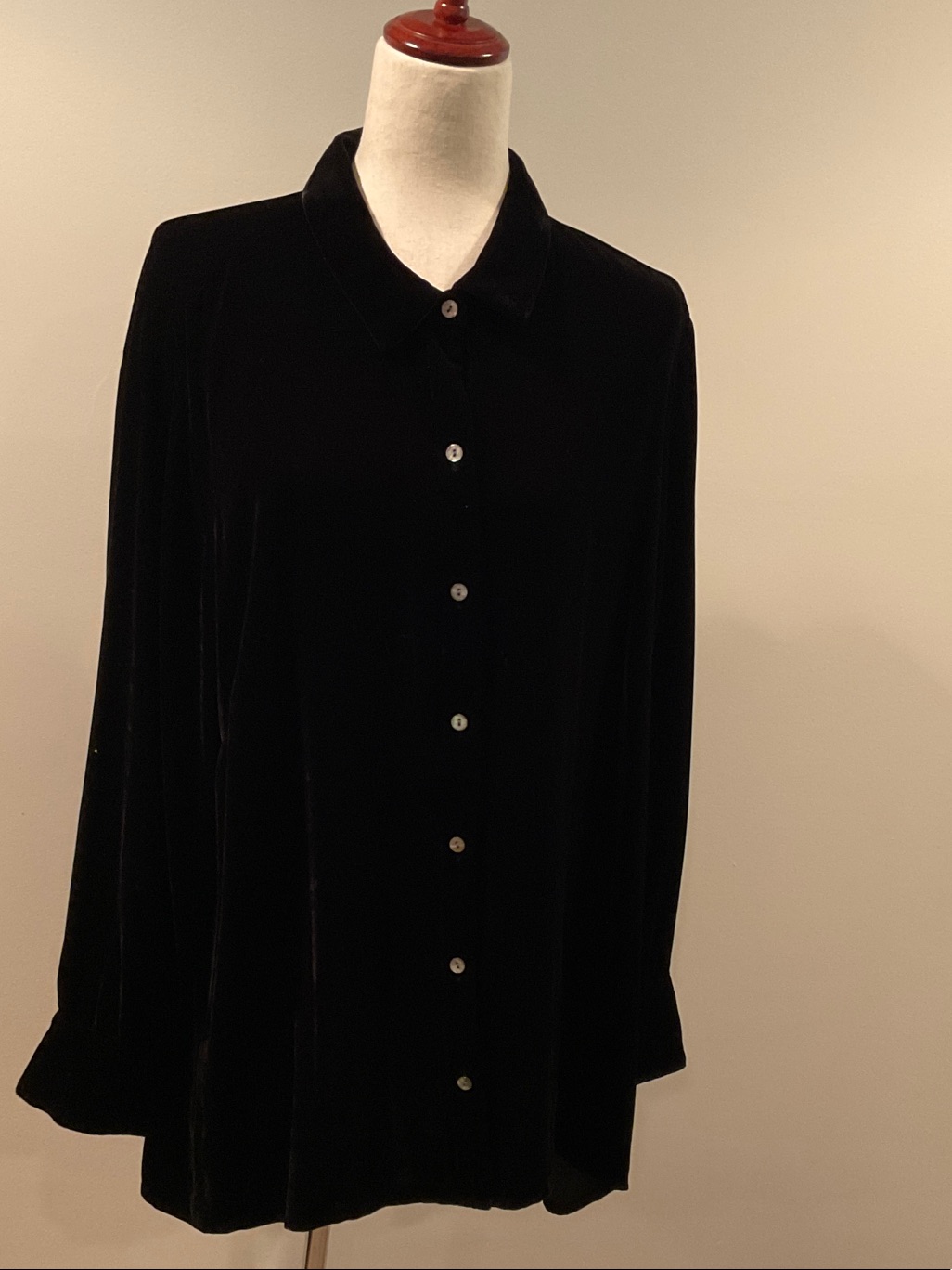 J. Jill Black Velvet Button-Down Shirt